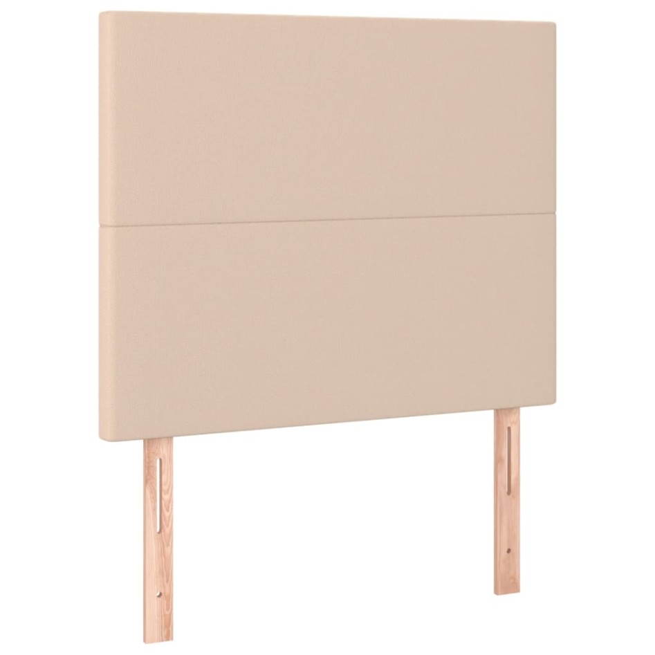 Cama box spring colchón LED cuero sintético capuchino 90x190