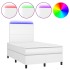 Cama box spring colchón y LED cuero sintético blanco 120x200