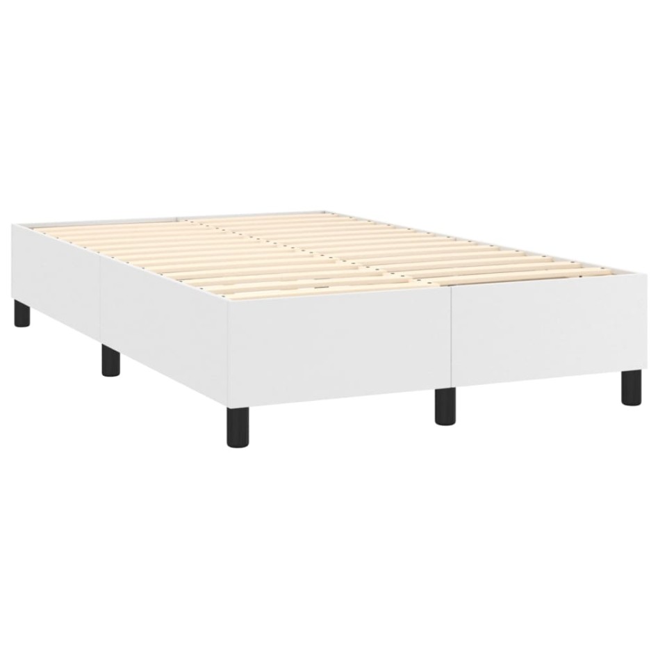 Cama box spring colchón y LED cuero sintético blanco 120x200