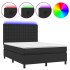 Cama box spring colchón y LED cuero sintético negro 140x200