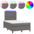Cama box spring colchón y LED cuero sintético gris 120x200