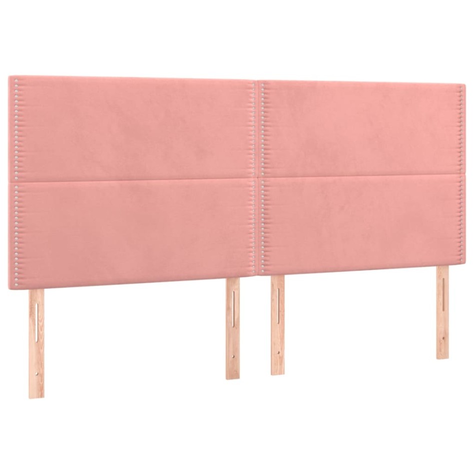 Cama box spring colchón y LED terciopelo rosa 200x200