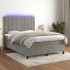 Cama box spring colchón y LED terciopelo gris claro 140x200