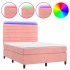 Cama box spring colchón y LED terciopelo rosa 140x200