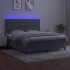 Cama box spring colchón y LED terciopelo gris claro 160x200
