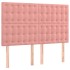 Cama box spring colchón y LED terciopelo rosa 140x190