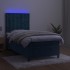 Cama box spring colchón y LED terciopelo azul oscuro 90x190