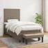 Cama box spring con colchón tela gris taupe 100x200