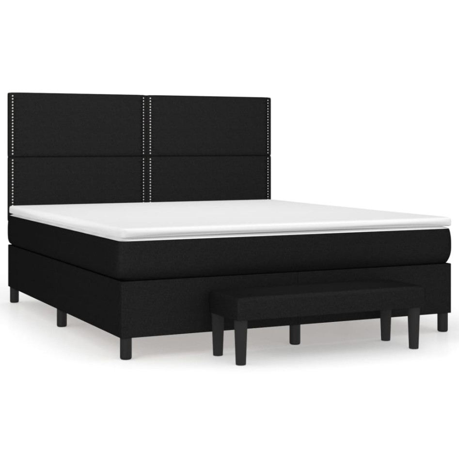 Cama box spring con colchón tela negro 160x200