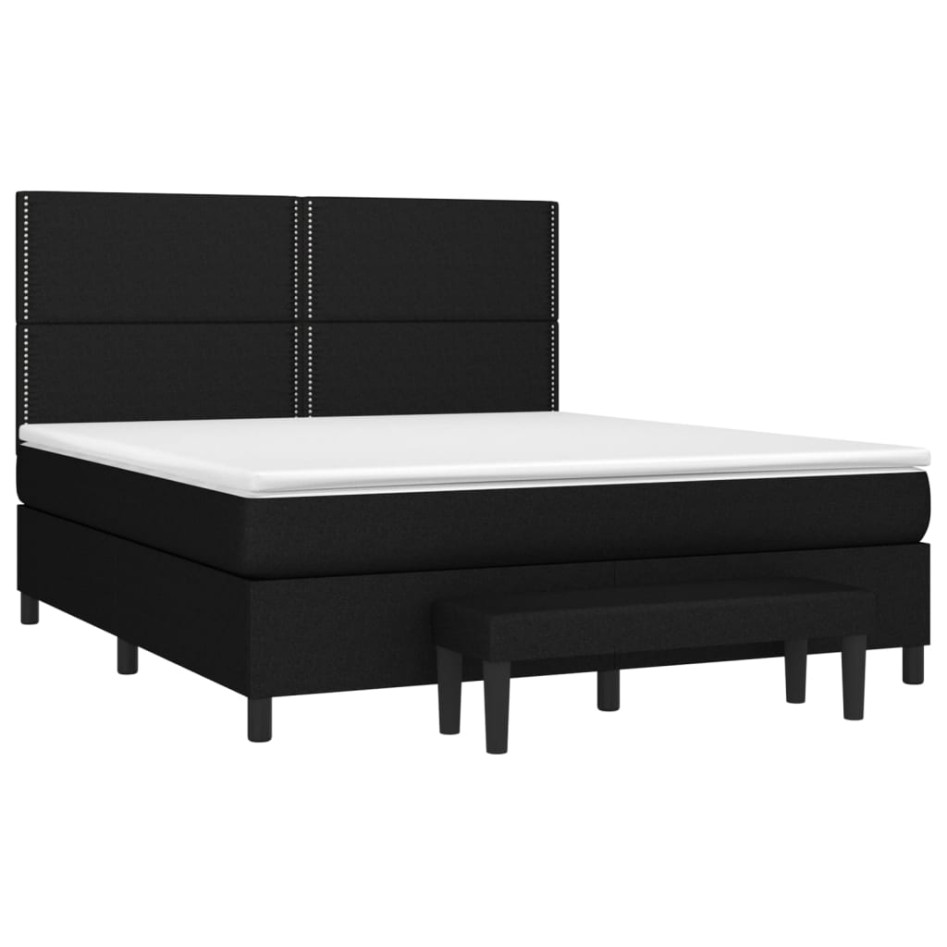 Cama box spring con colchón tela negro 160x200