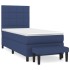 Cama box spring con colchón tela azul 90x200