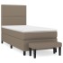 Cama box spring con colchón tela gris taupe 90x190