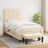 Cama box spring con colchón tela color crema 100x200