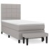 Cama box spring con colchón tela gris claro 100x200