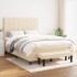 Cama box spring con colchón tela color crema 140x200