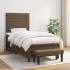 Cama box spring con colchón tela marrón oscuro 100x200