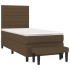 Cama box spring con colchón tela marrón oscuro 100x200