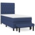 Cama box spring con colchón tela azul 90x190