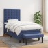 Cama box spring con colchón tela azul 90x190