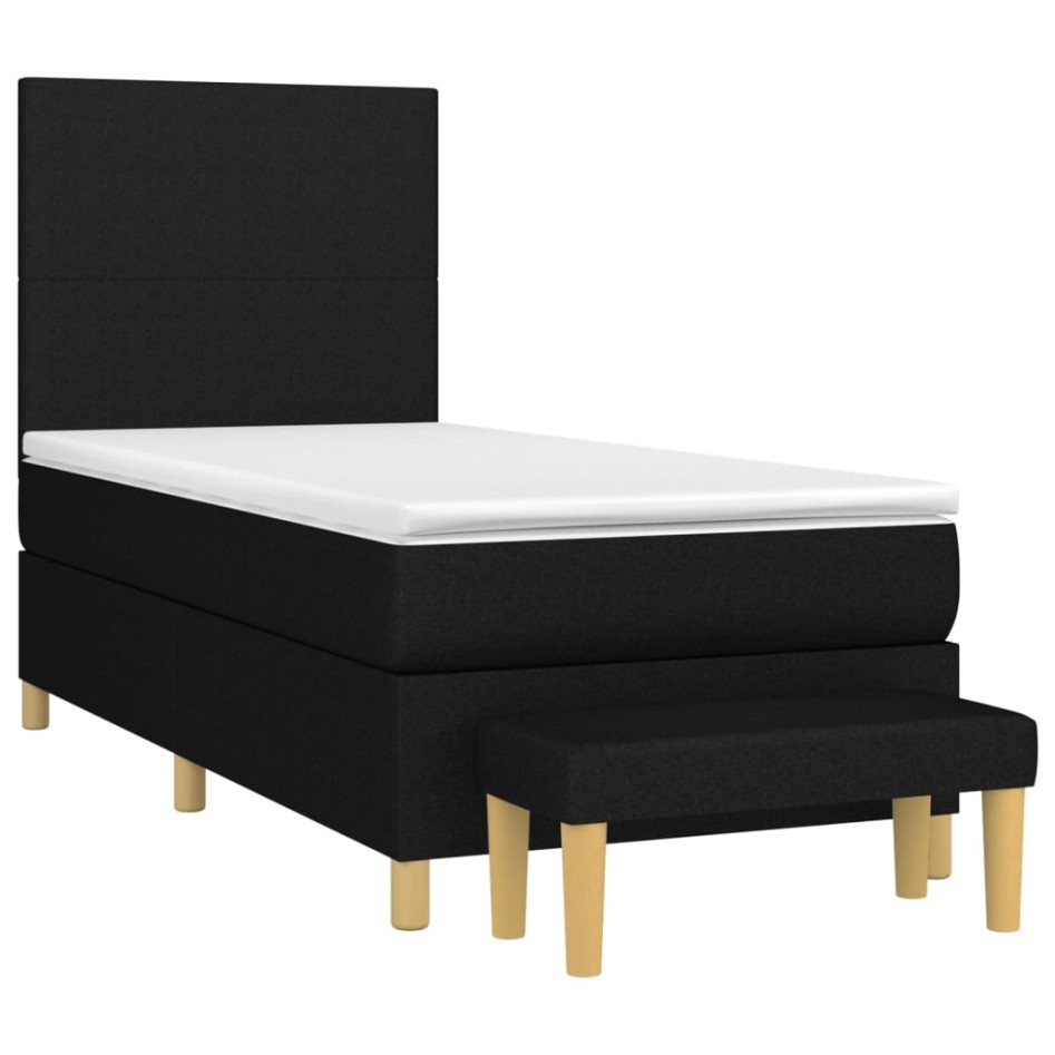 Cama box spring con colchón tela negro 90x190