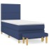 Cama box spring con colchón tela azul 90x200