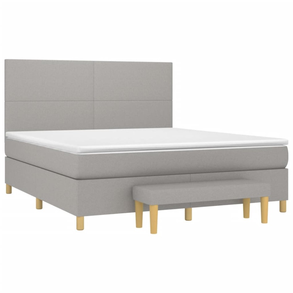 Cama box spring con colchón tela gris claro 160x200
