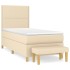 Cama box spring con colchón tela color crema 100x200