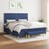 Cama box spring con colchón tela azul 160x200