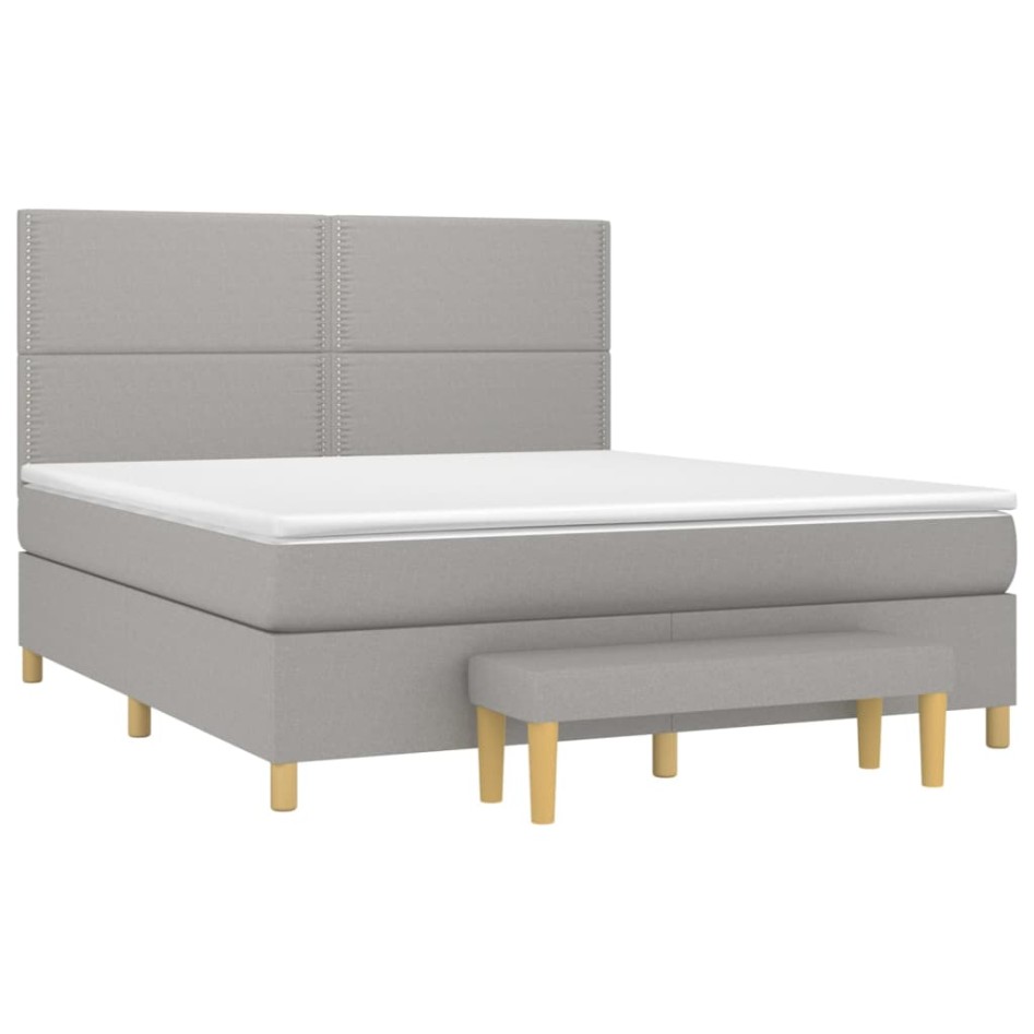 Cama box spring con colchón tela gris claro 160x200