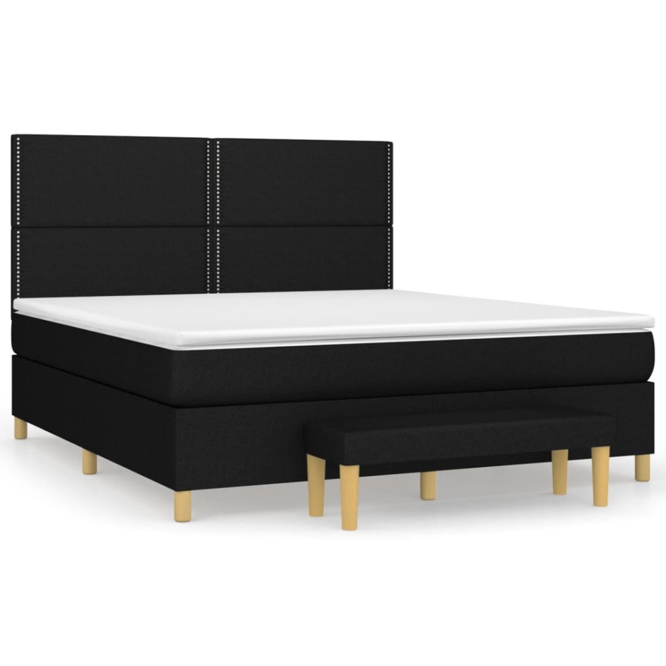 Cama box spring con colchón tela negro 160x200