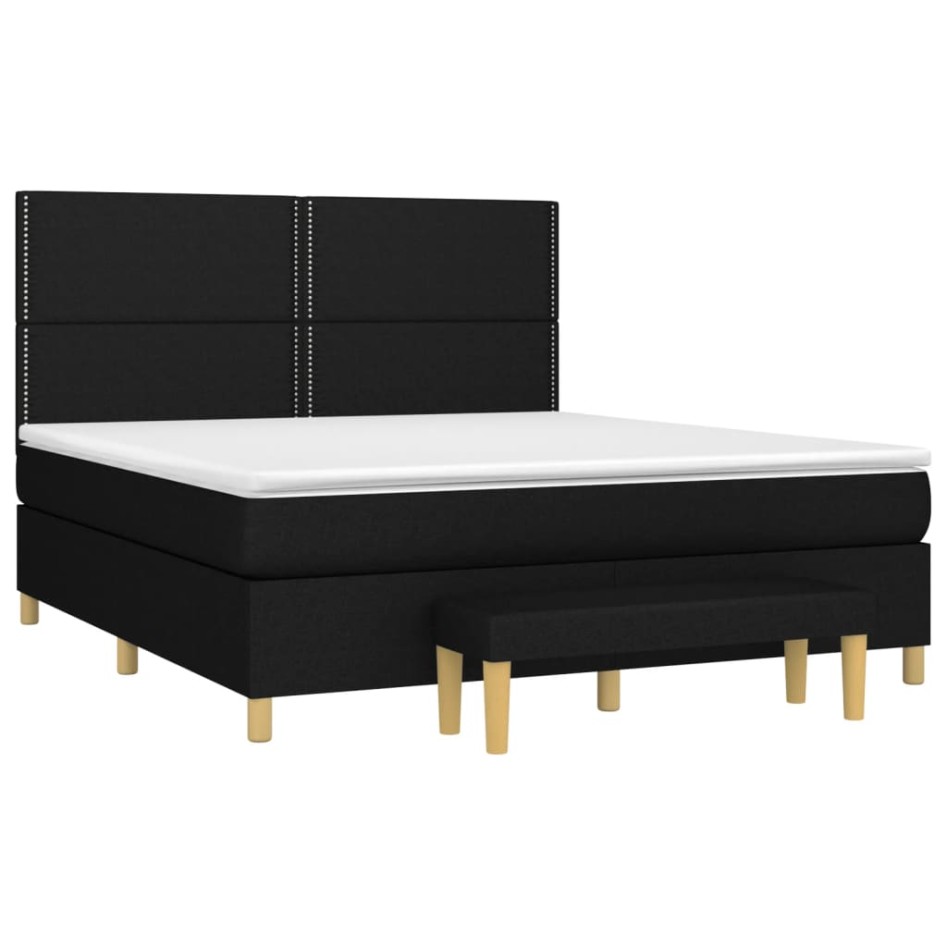 Cama box spring con colchón tela negro 160x200