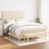 Cama box spring con colchón tela color crema 140x190