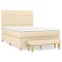 Cama box spring con colchón tela color crema 140x190