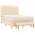Cama box spring con colchón tela color crema 140x190
