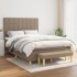 Cama box spring con colchón tela gris taupe 140x200