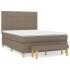 Cama box spring con colchón tela gris taupe 140x200