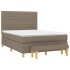 Cama box spring con colchón tela gris taupe 140x190