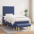 Cama box spring con colchón tela azul 100x200