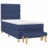 Cama box spring con colchón tela azul 80x200