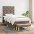 Cama box spring con colchón tela gris taupe 90x200