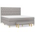 Cama box spring con colchón tela gris claro 160x200