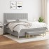 Cama box spring con colchón tela gris claro 160x200