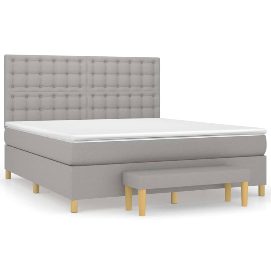 Cama box spring con colchón tela gris claro 160x200
