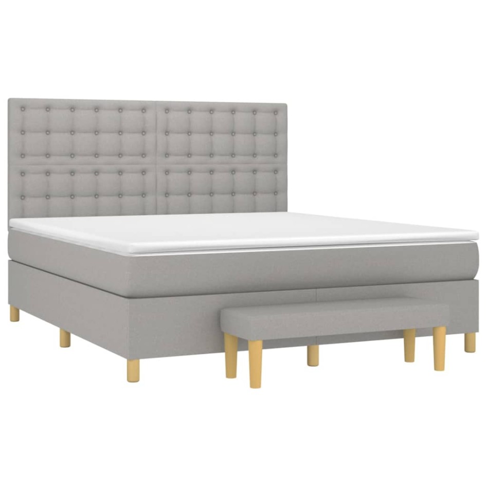Cama box spring con colchón tela gris claro 160x200