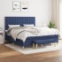 Cama box spring con colchón tela azul 160x200