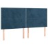 Cama box spring con colchón terciopelo azul oscuro 160x200