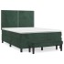 Cama box spring con colchón terciopelo verde oscuro 140x200