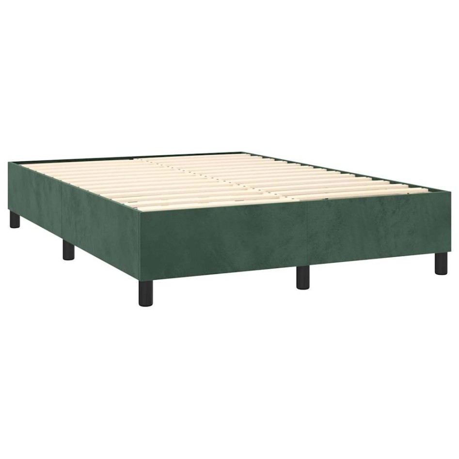 Cama box spring con colchón terciopelo verde oscuro 140x200