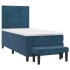 Cama box spring con colchón terciopelo azul oscuro 90x190