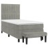 Cama box spring con colchón terciopelo gris claro 90x190